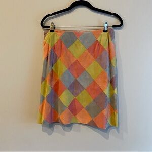 Vintage Rèvue suede patchwork pastel skirt NWT size 8